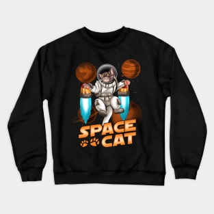 Cute Space Cat Adorable Kitty Astronaut Crewneck Sweatshirt